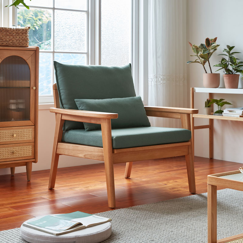 Evha Wood Fabric Single Sofa 