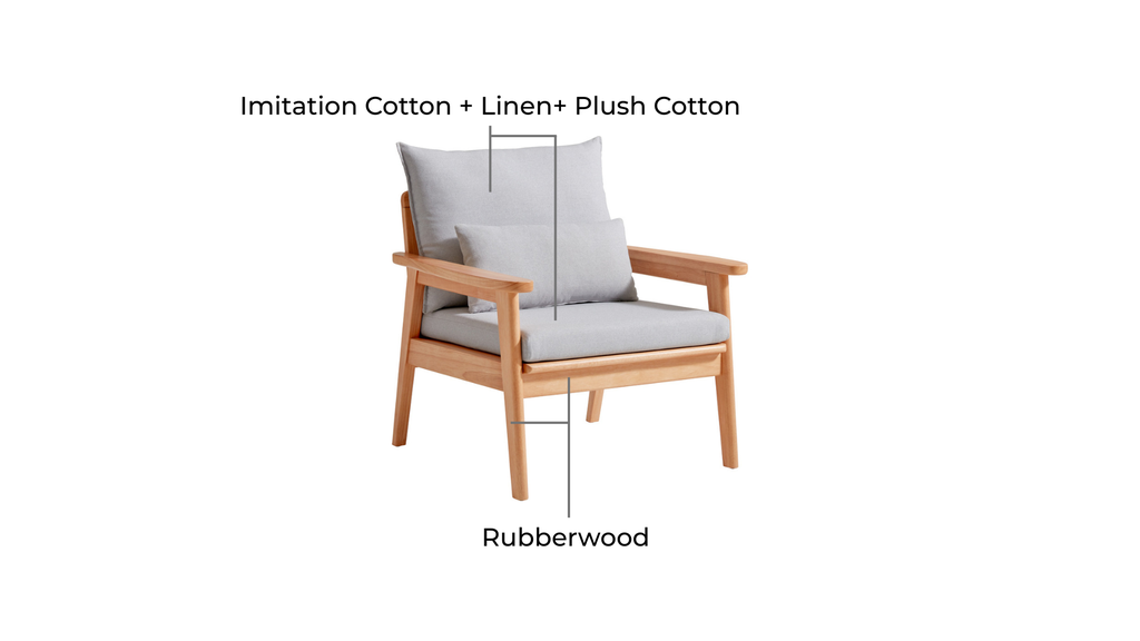 Evha Wood Fabric Single Sofa 