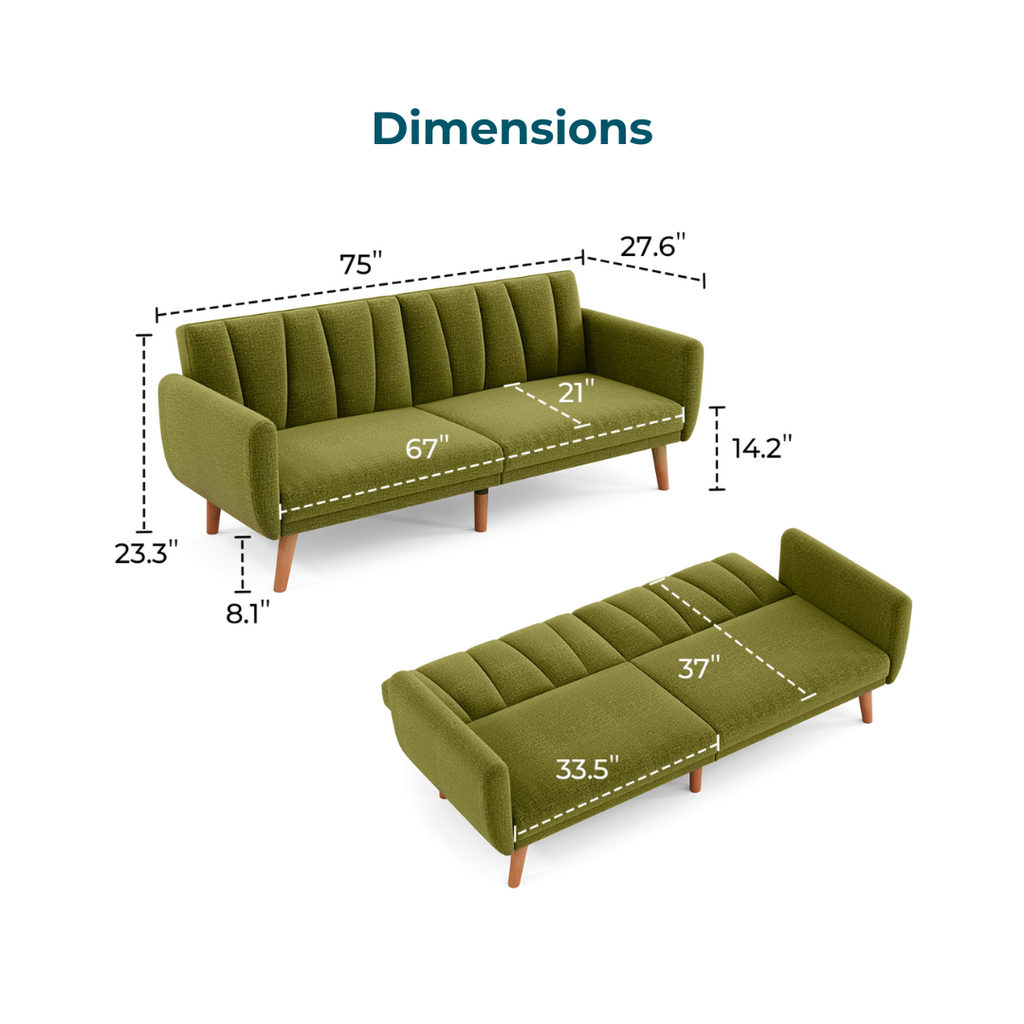 Anton 3-Seater Fabric Sofa Bed