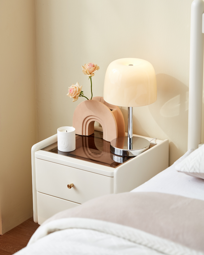 Quinn White Solid Wood Bedside Table