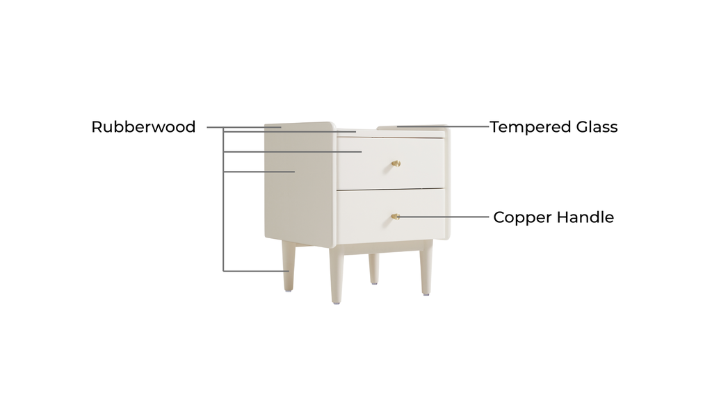 Quinn White Solid Wood Bedside Table