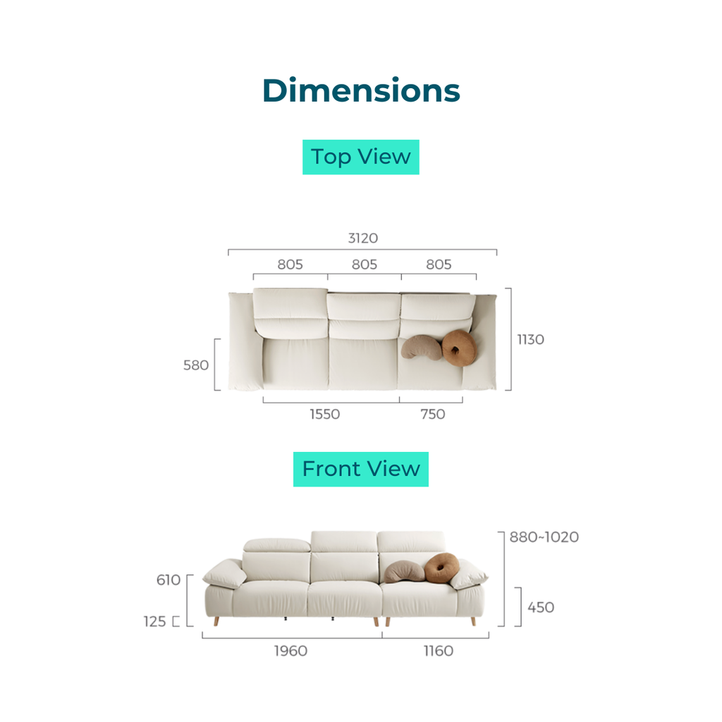 Daphne 3-Seater Fabric Sofa