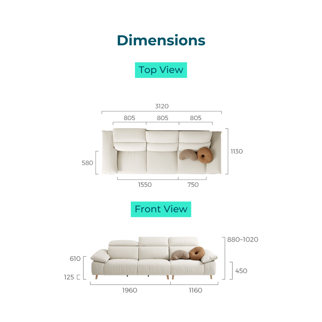Daphne 3-Seater Fabric Sofa