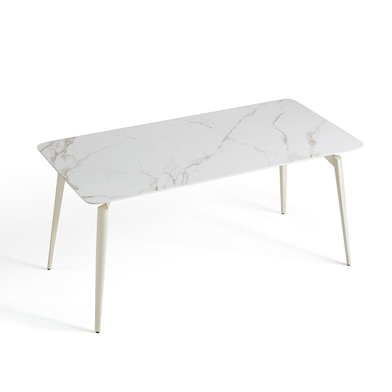 Elara White Sintered Stone Dining Table