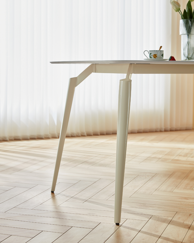 Elara White Sintered Stone Dining Table