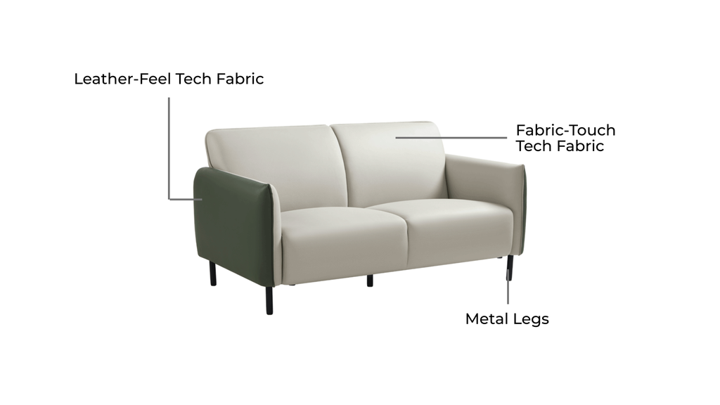 Jayra 3-Seater Leather Fabric Sofa