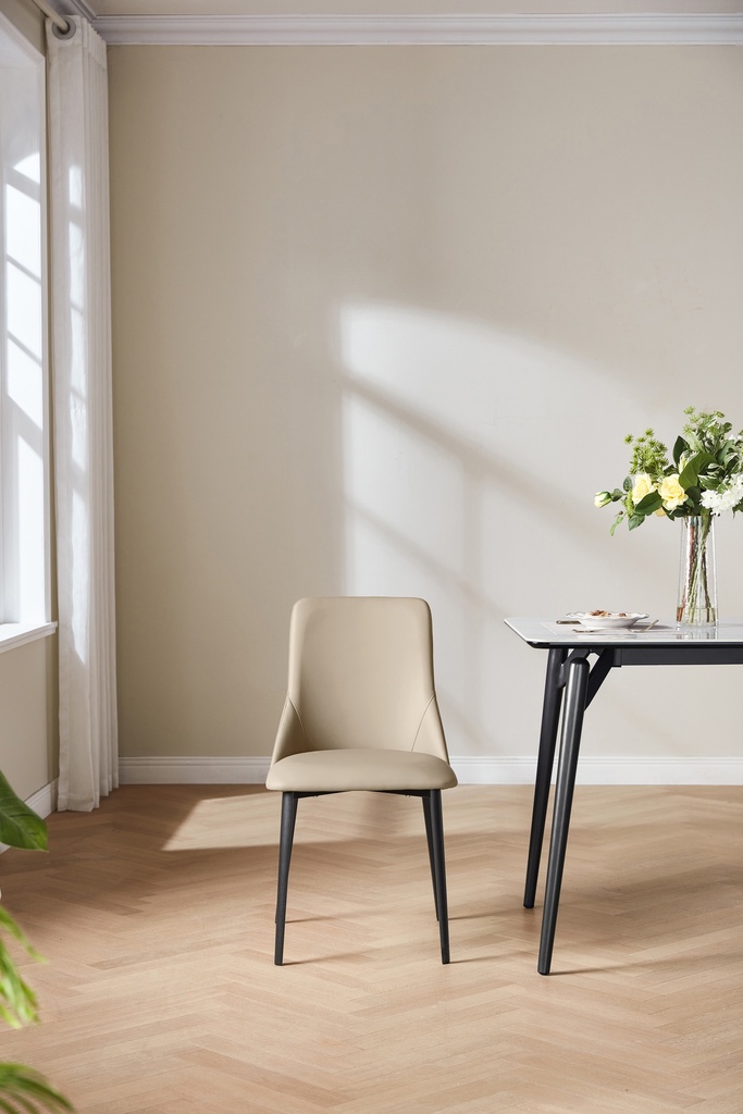 Islene Beige Faux Leather Dining Chair (2pcs)