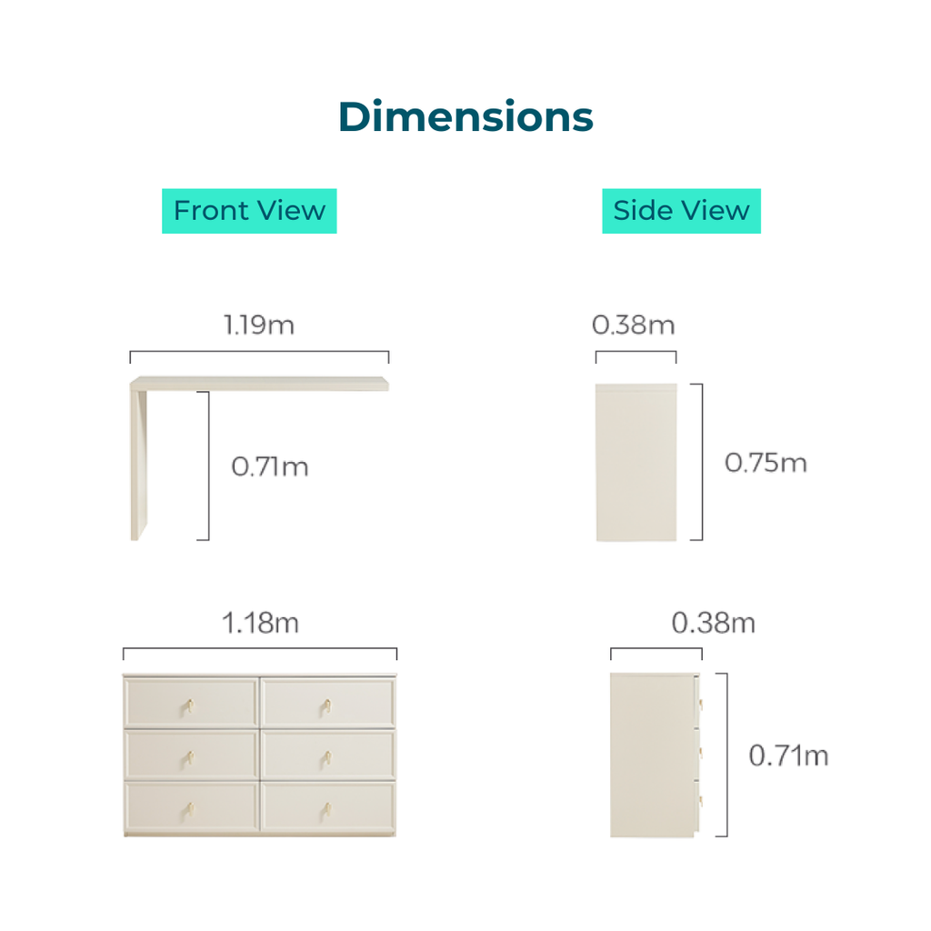 Mirena Drawer Cabinet w/ Desk, Mirror & Stool