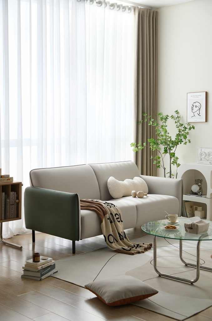 Jayra 2-Seater Leather Fabric Sofa 