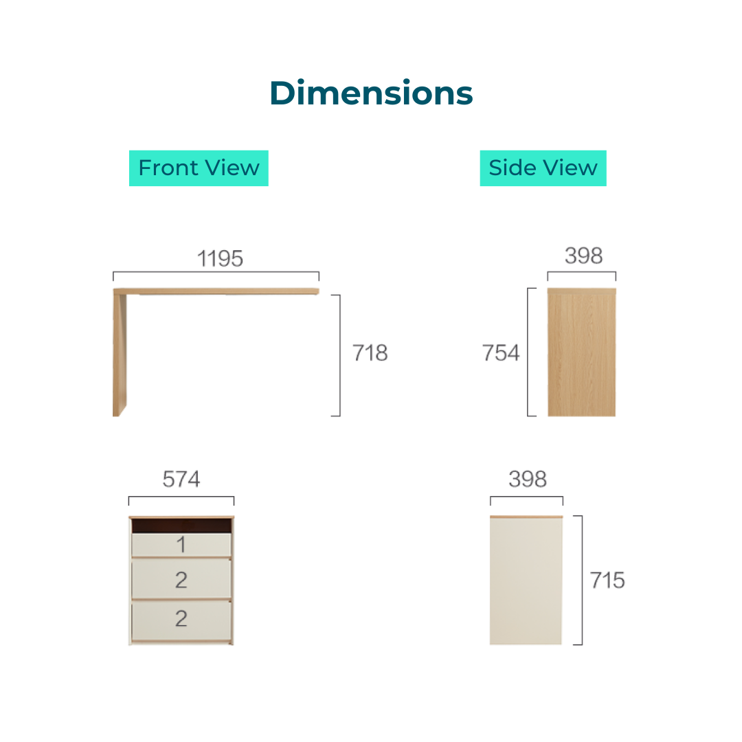 Mathilda 3-Drawer Desk