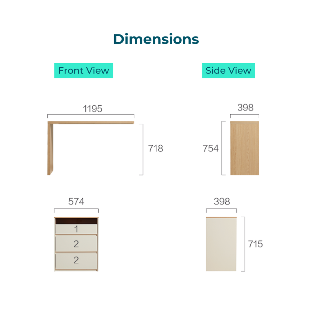 Mathilda 3-Drawer Desk
