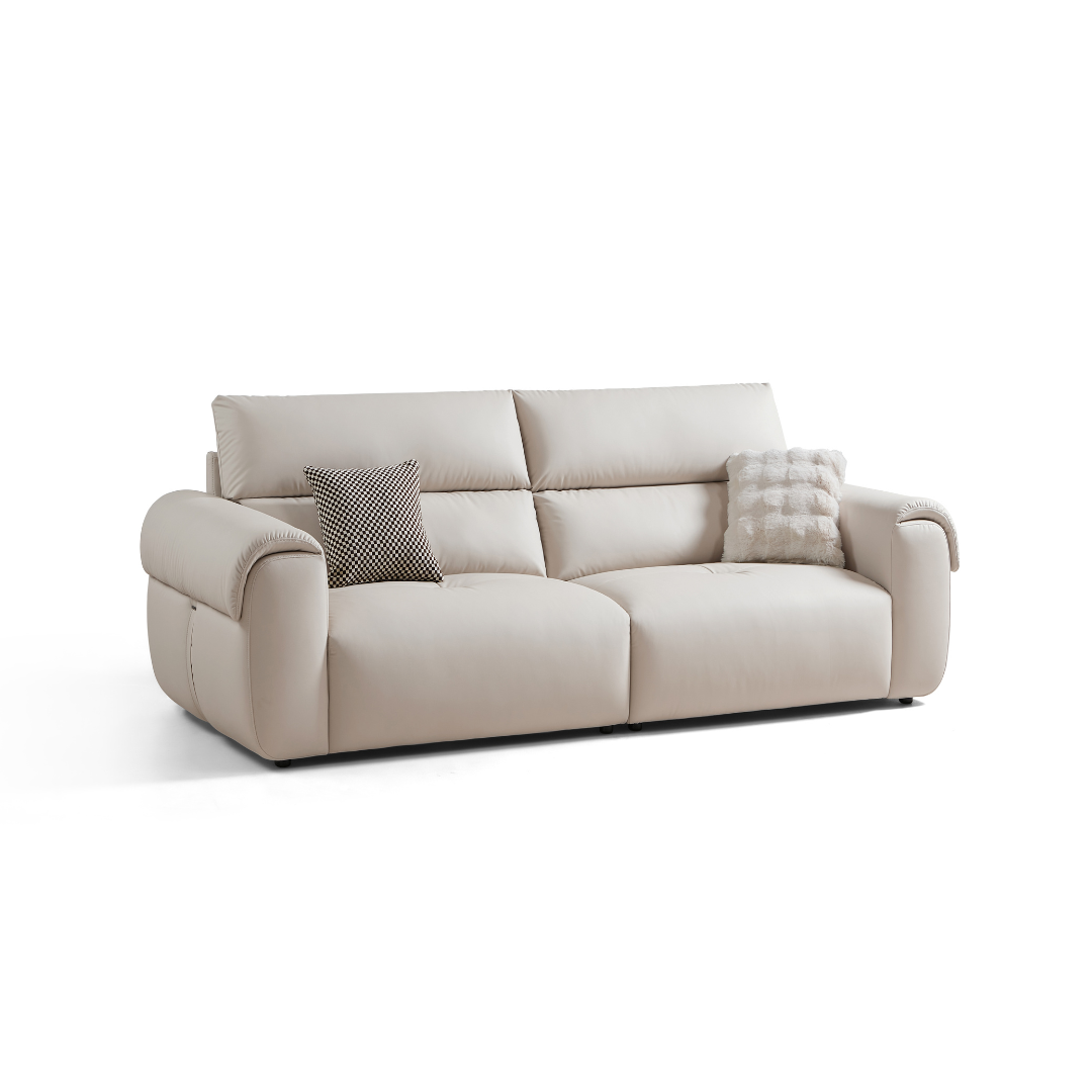 Nymra White Pet-Friendly Leather Sofa