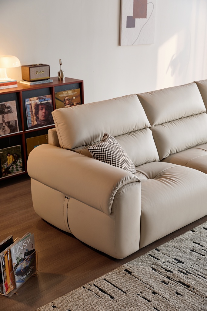 Nymra White Pet-Friendly Leather Sofa