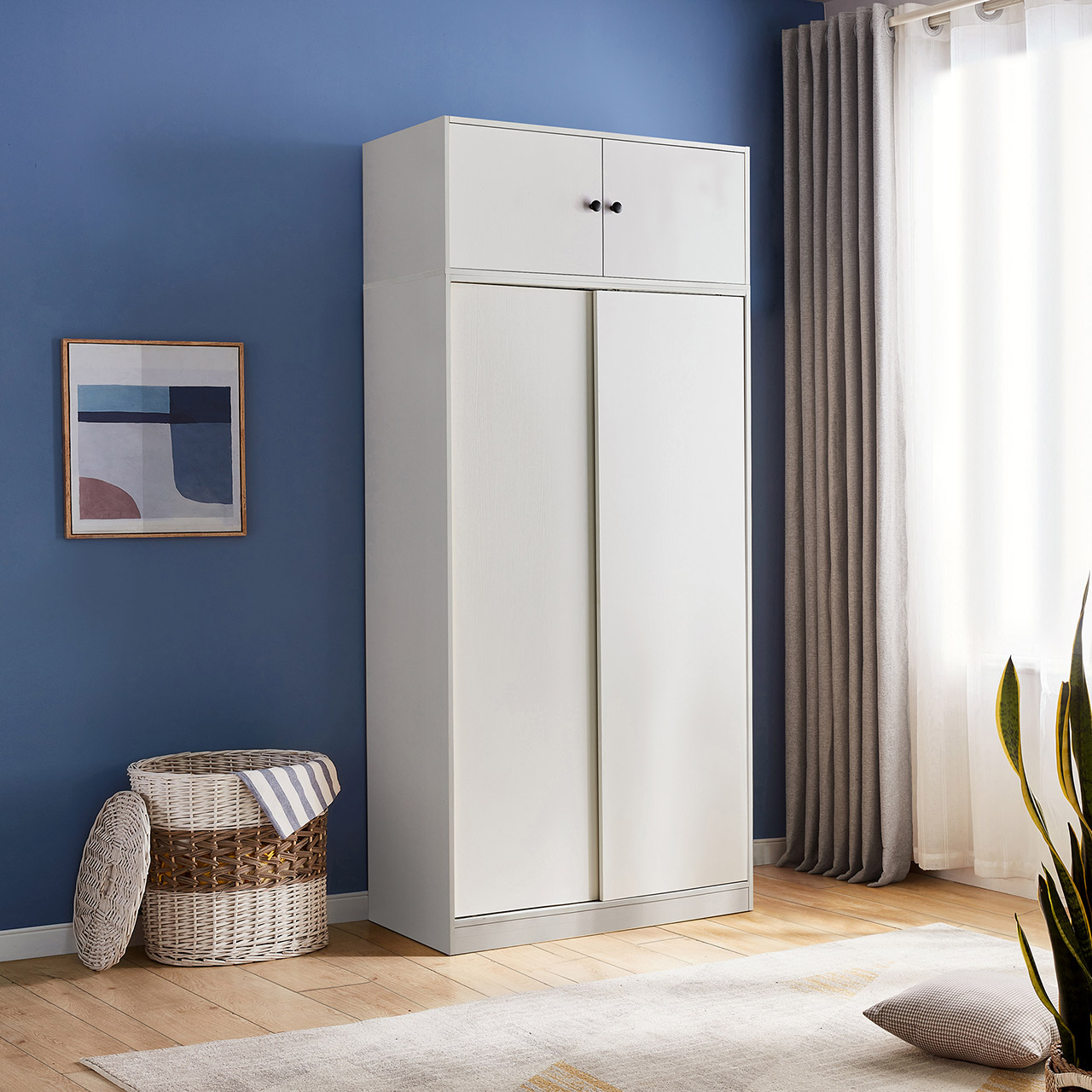 Marthy White Melamine Wardrobe Cabinet 