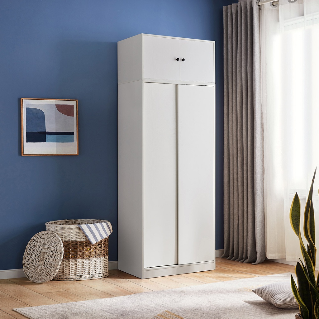 Marthy White Melamine Wardrobe Cabinet 