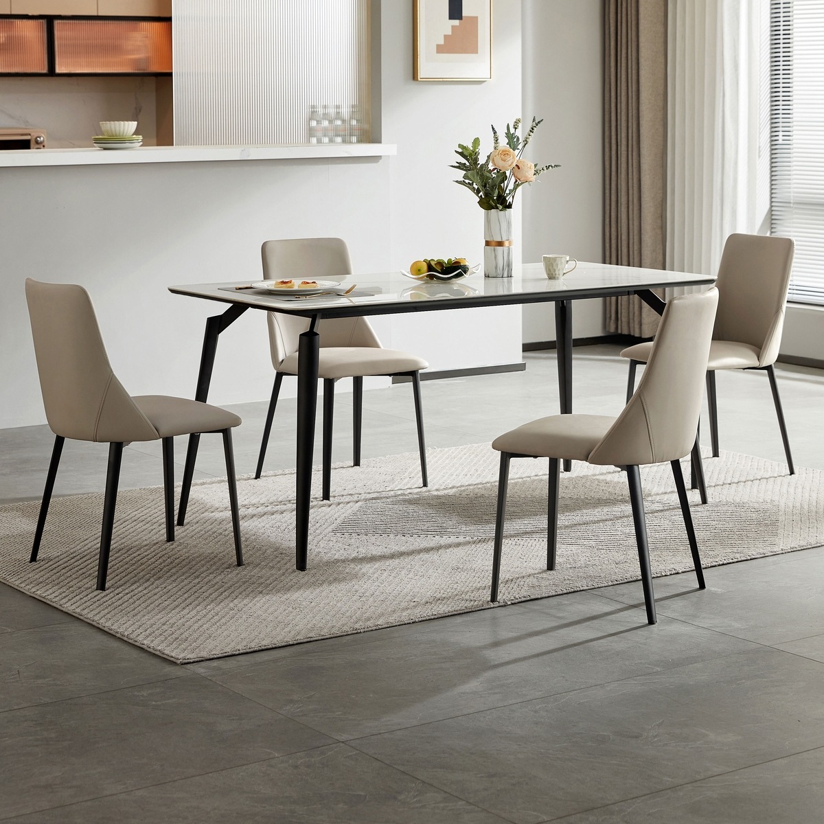 Stacey White Sintered Stone Dining Table Set