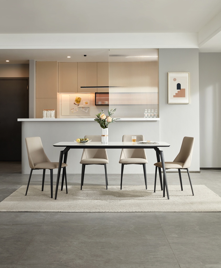 Stacey White Sintered Stone Dining Table Set