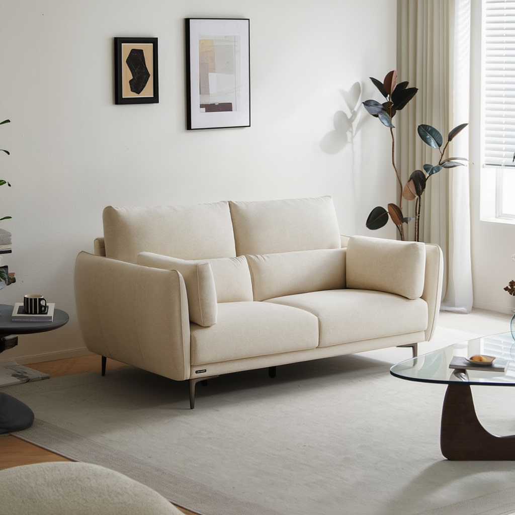 Steven White Scratch-Resistant Fabric 3-Seater Sofa