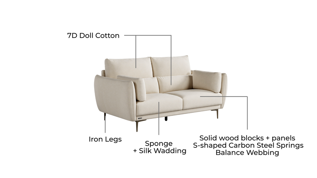 Steven White Scratch-Resistant Fabric 3-Seater Sofa