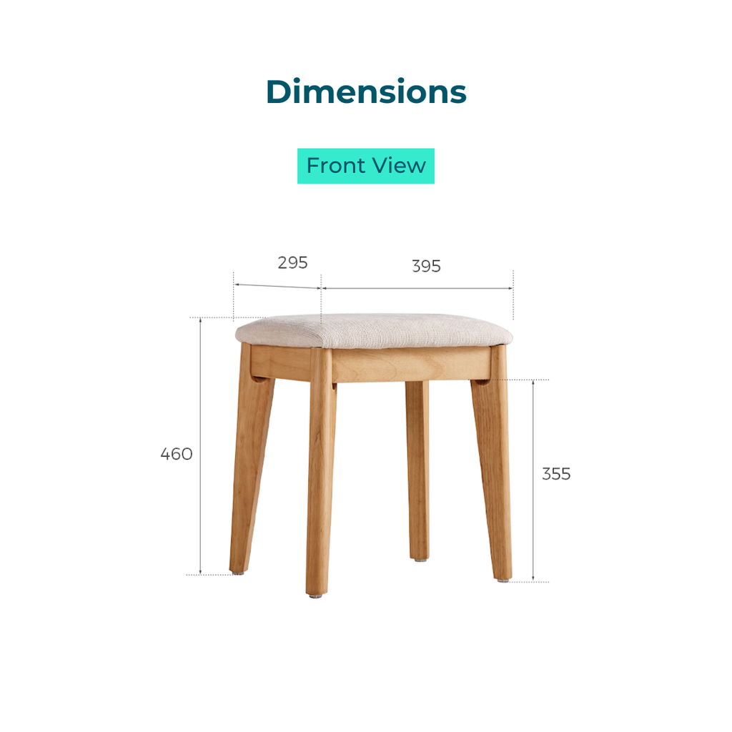 Stevie Solid Wood Dining Stool Chair (2pcs) 