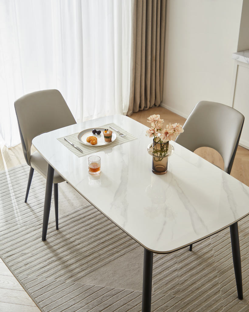 Lemare White Sintered Stone Dining Table
