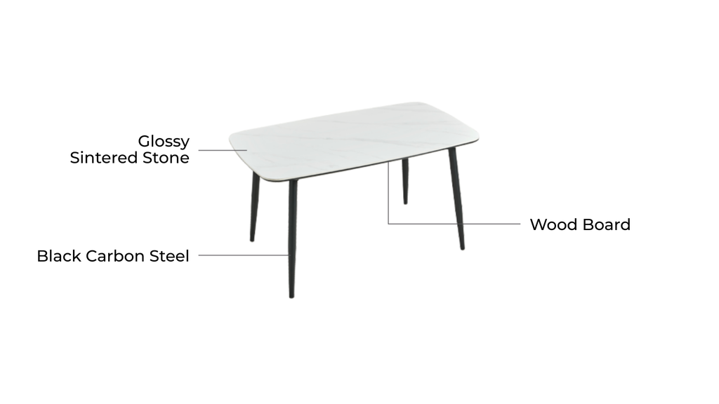 Lemare White Sintered Stone Dining Table