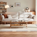 Naevora Cream Linen-Like Fabric Solid Wood Sofa