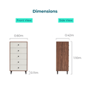 Quentin Walnut Melamine 5-Drawer Cabinet