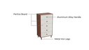 Quentin Walnut Melamine 5-Drawer Cabinet