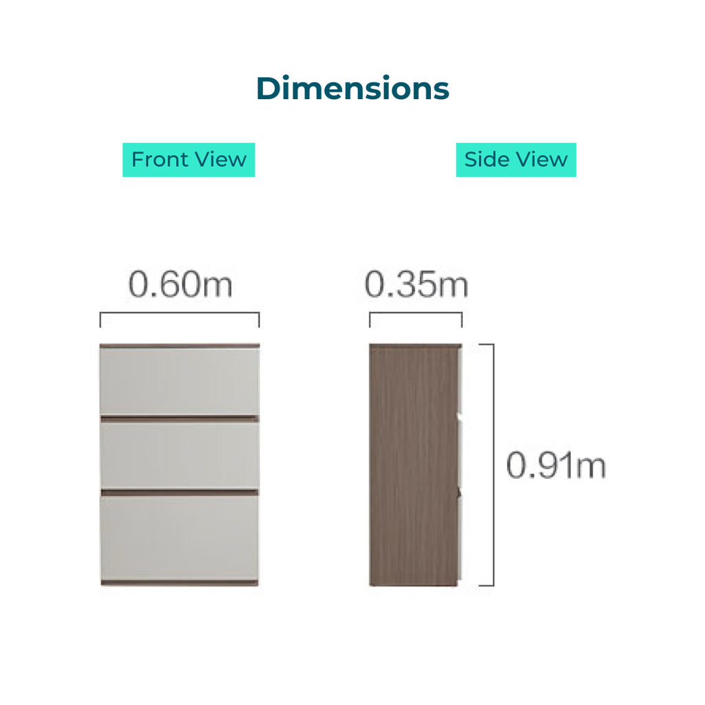 Oswald Melamine 3-Drawer Cabinet