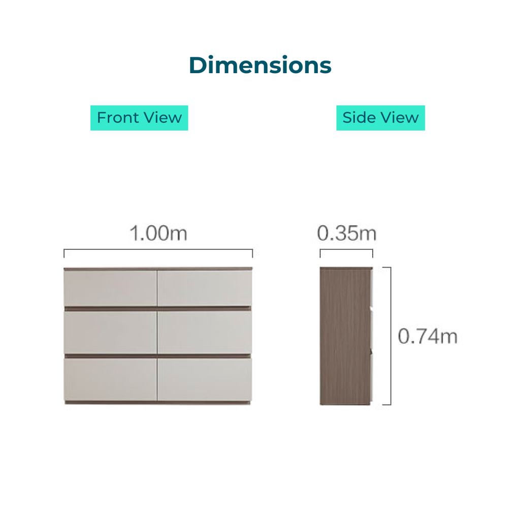 Oswald Melamine 6-Drawer Cabinet 