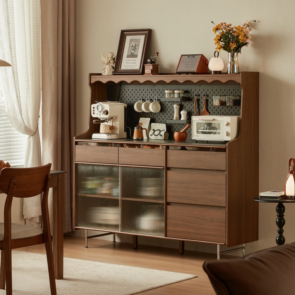 Nalorei Walnut Kitchen Cabinet