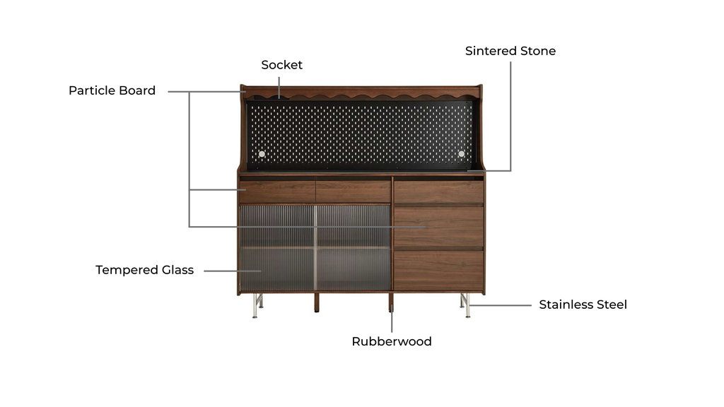 Nalorei Walnut Kitchen Cabinet