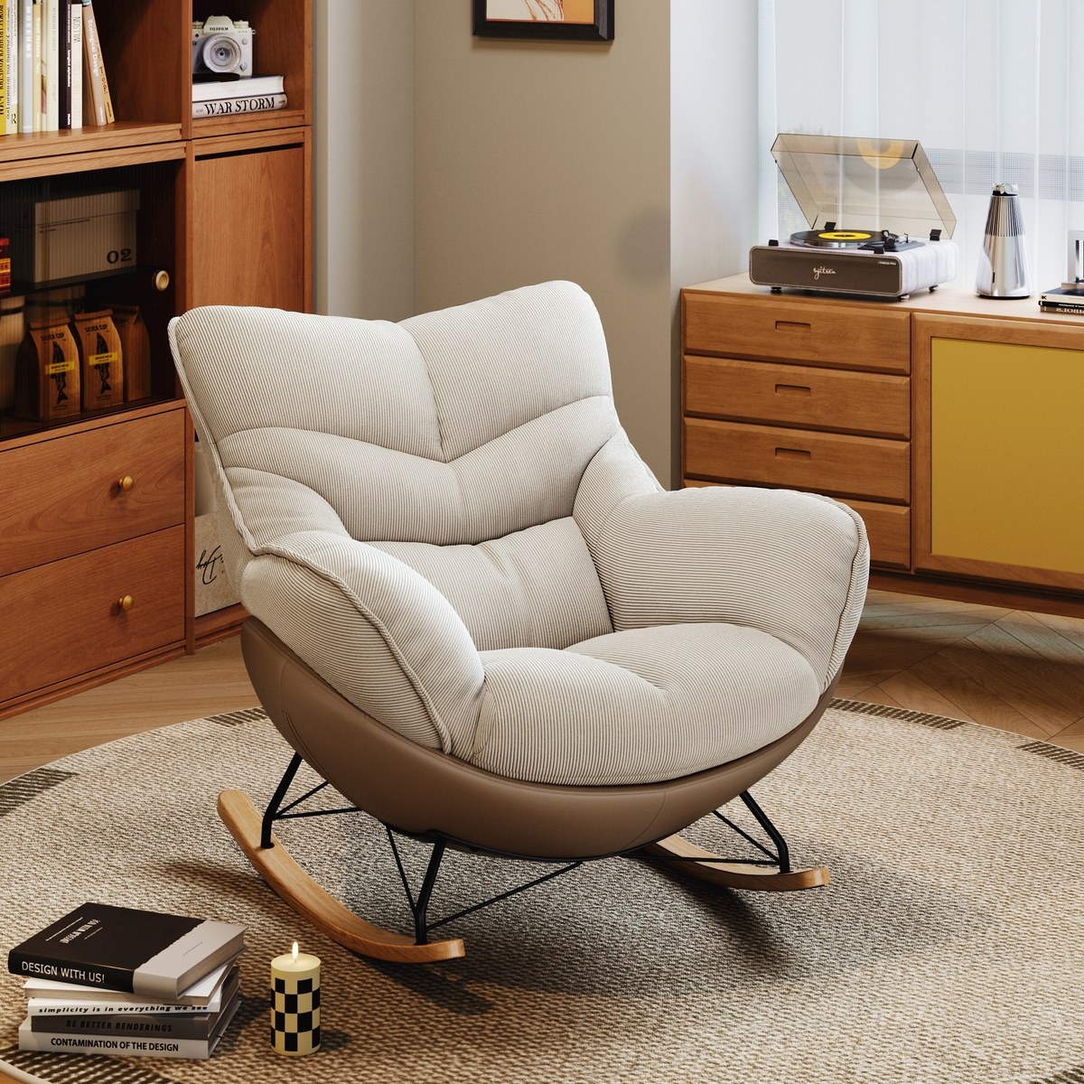 Noriah Pet-Friendly Leather Rocking Chair 