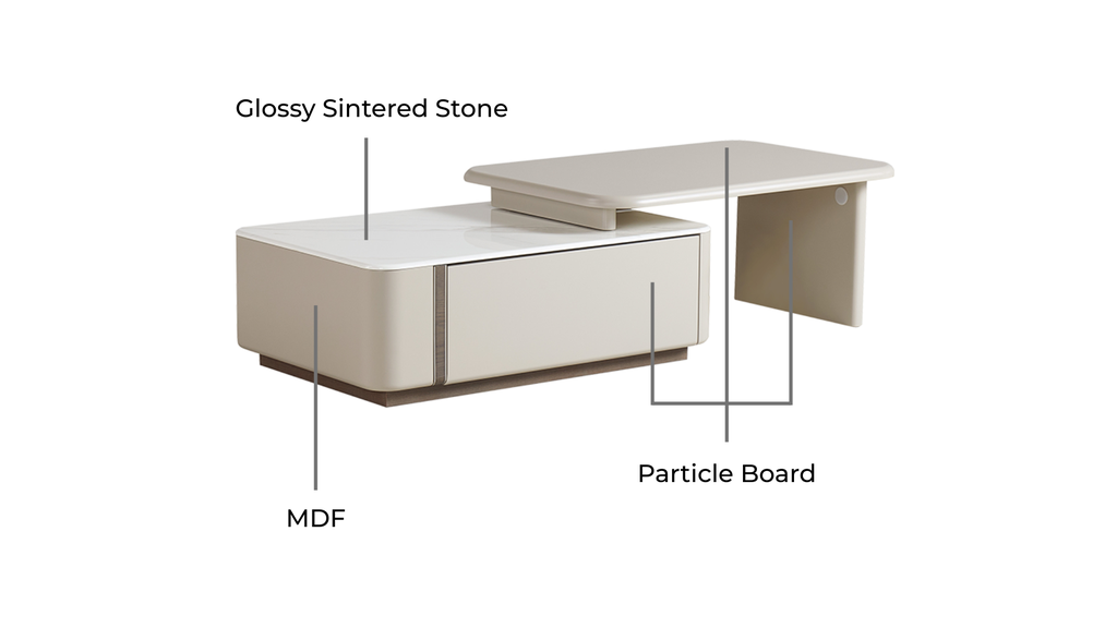 Nira Light Gray Sintered Stone Coffee Table Set