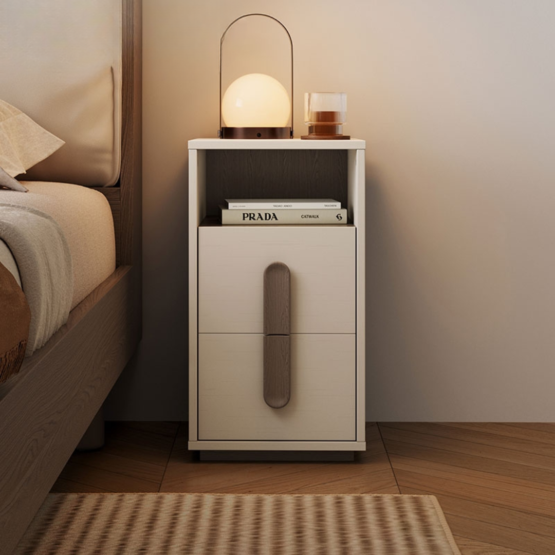 Omar Light Gray Walnut Melamine Bedside Table 