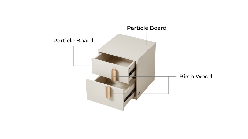 Omar Light Gray Walnut Melamine Bedside Table 