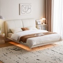  White Genuine Leather Bed 