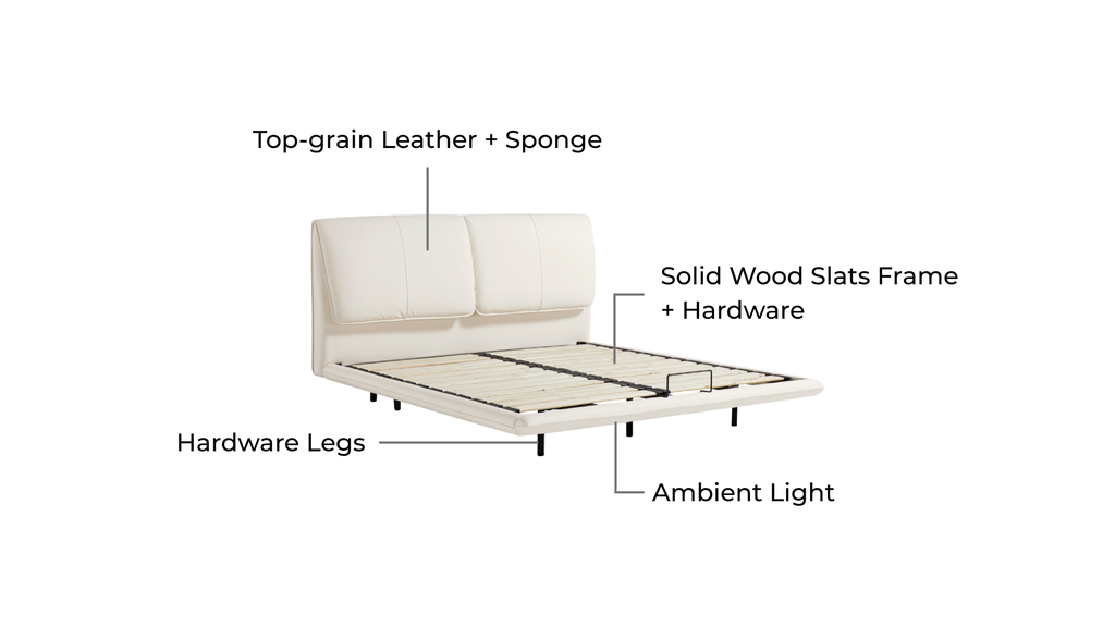  White Genuine Leather Bed 