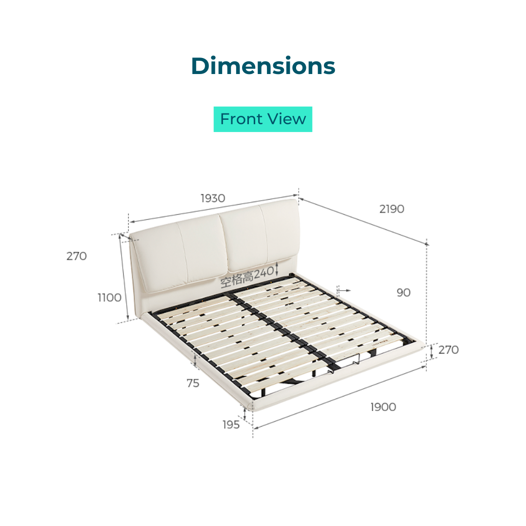  White Genuine Leather Bed 