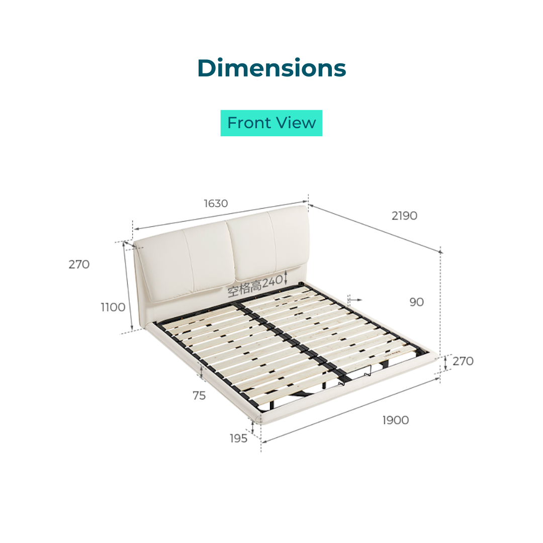  White Genuine Leather Bed 