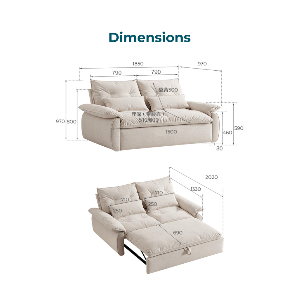 Nilo 1.85m Fabric Sofa Bed