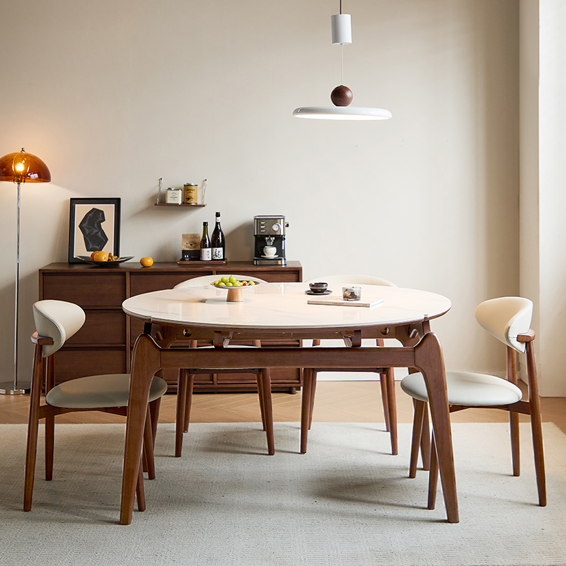 Nivora White Solid Wood Extendable Dining Table Set