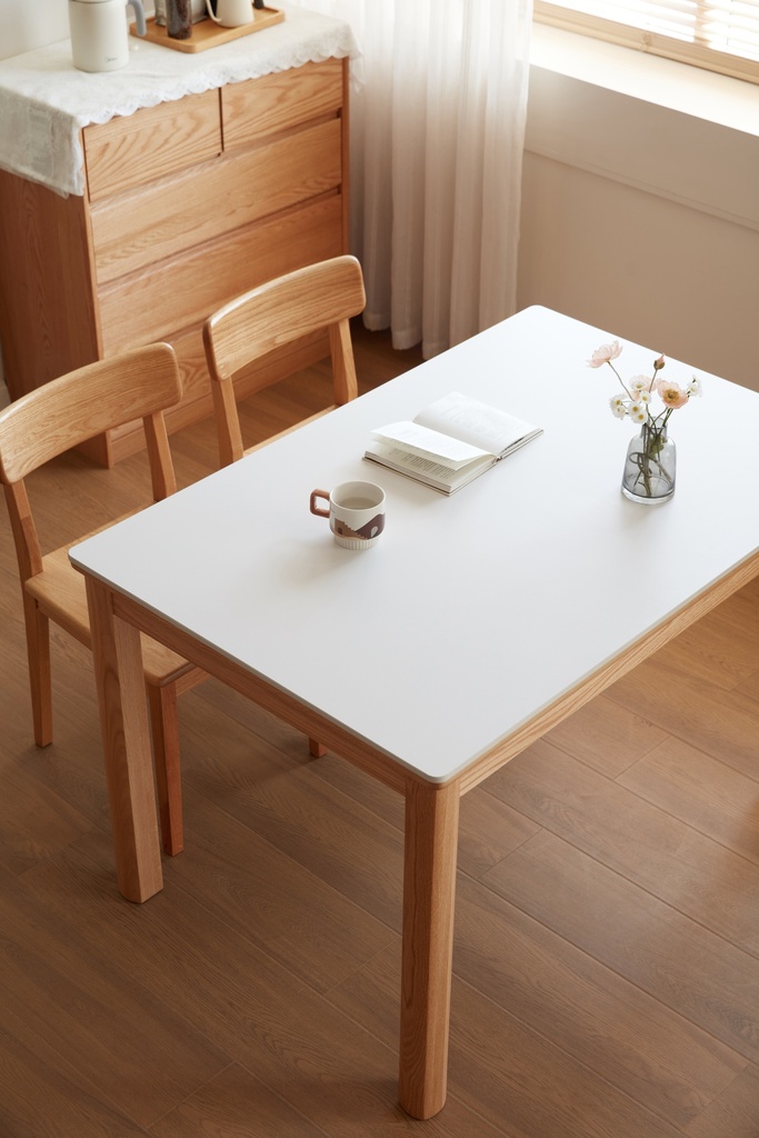 Nora White Solid Wood Dining Table Set