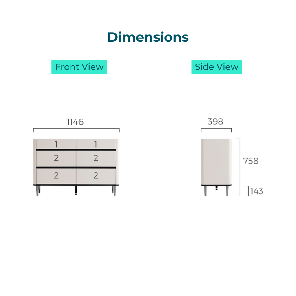 Liam Melamine 6-Drawer Cabinet