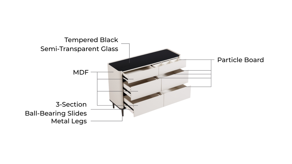 Liam Melamine 6-Drawer Cabinet
