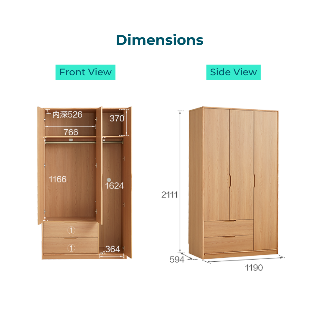 Kerby 3-Door Wardrobe Cabinet