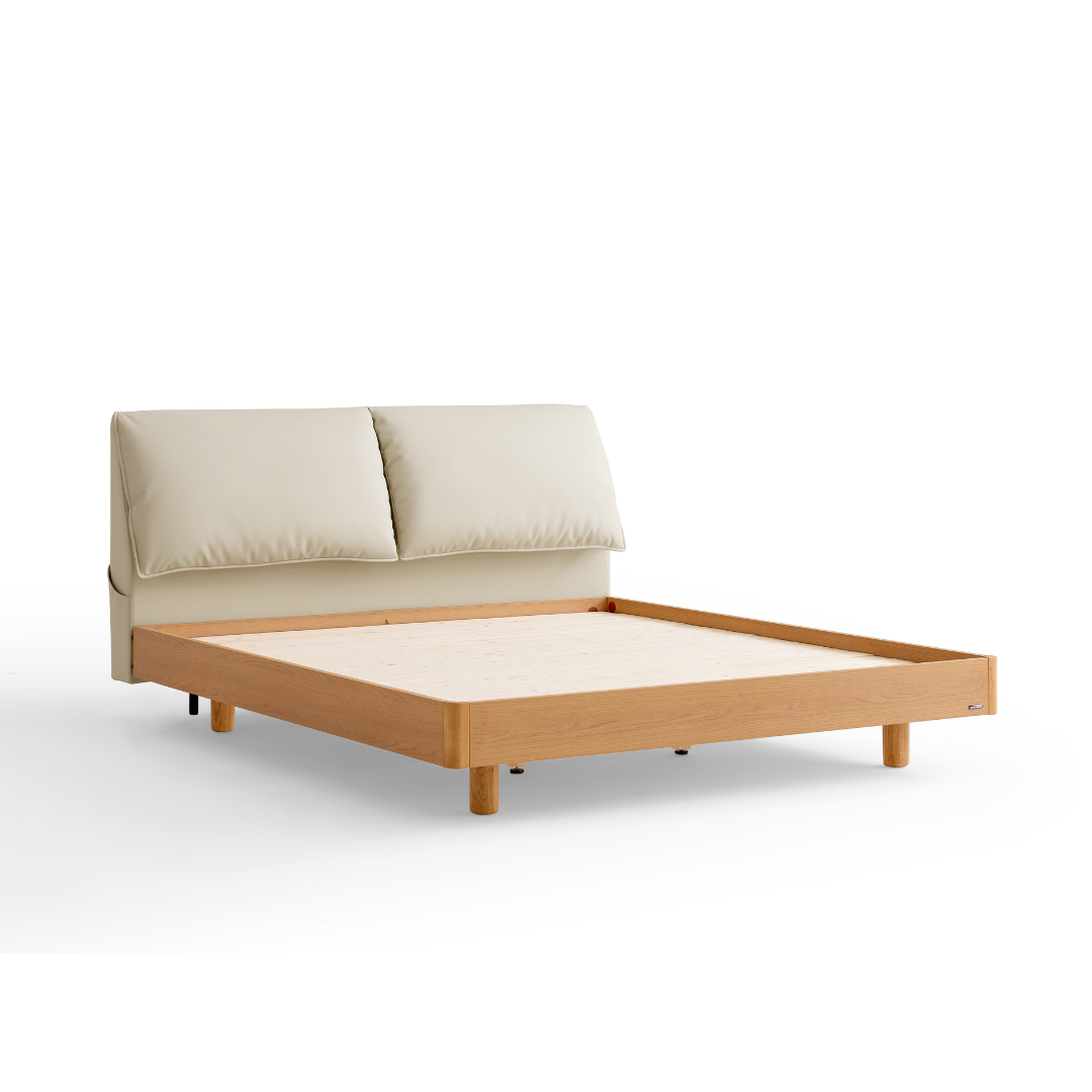 Neyra White Eco Leather Queen Bed