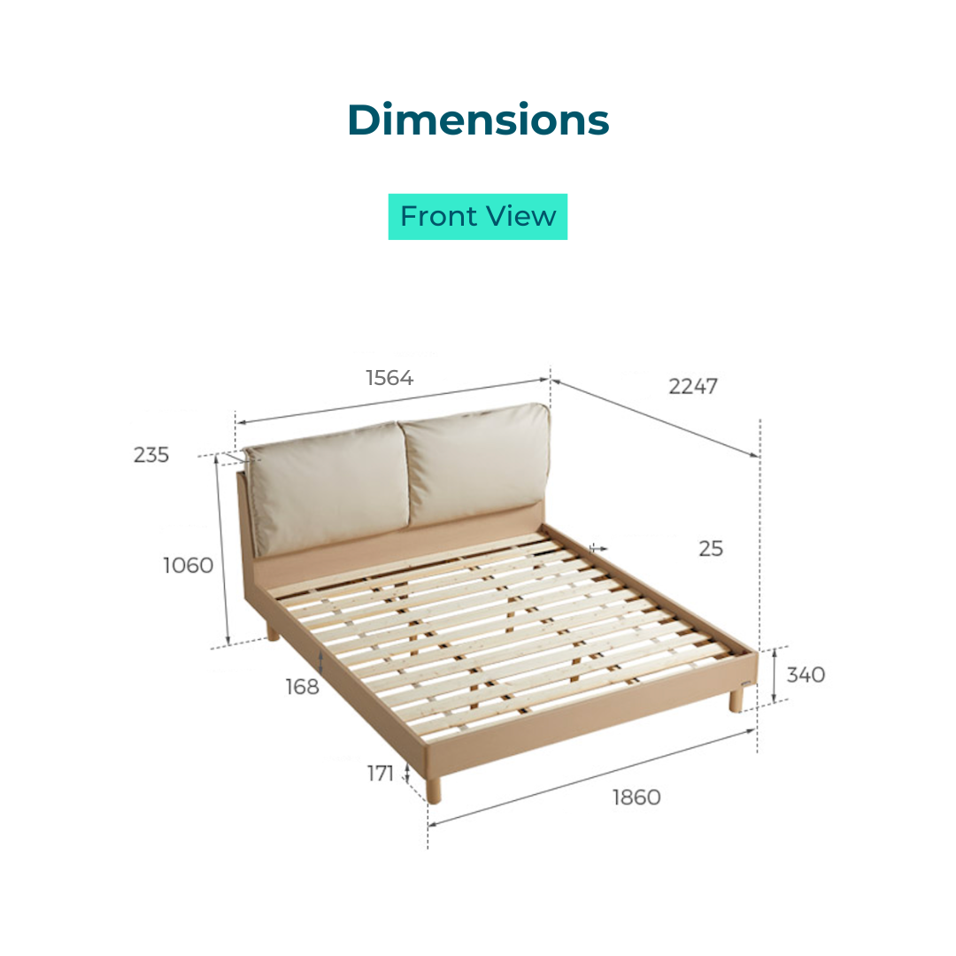 Sashna Soft Fabric Padded Solid Wood Bed