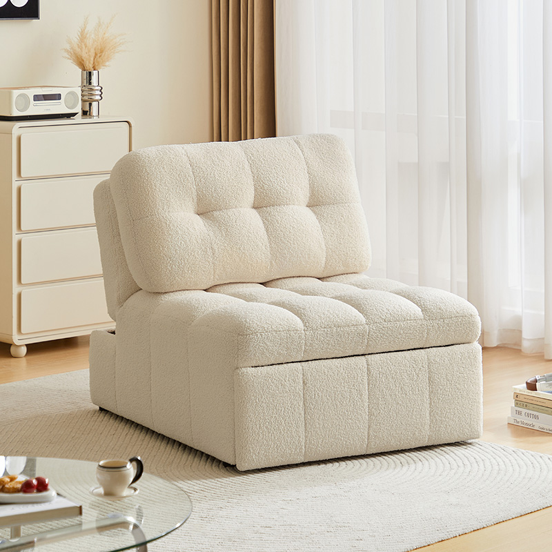 Dixon White Teddy Fabric Sofa Bed